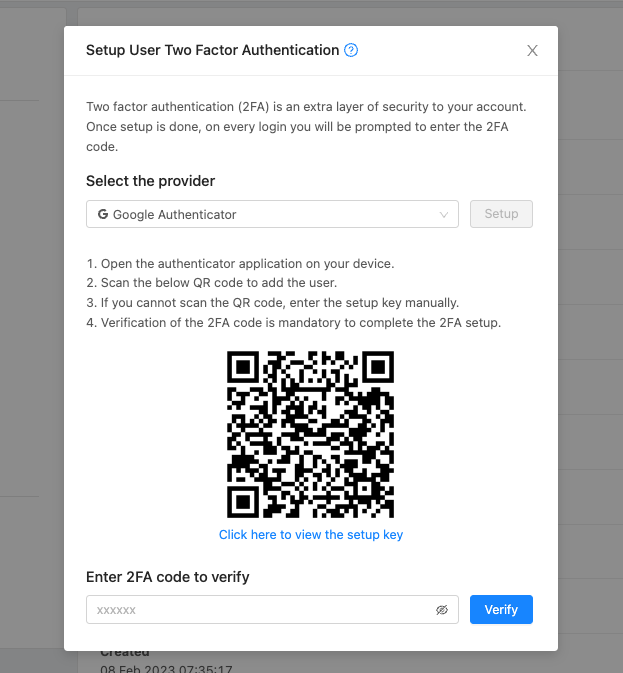 Configure Google 2FA form