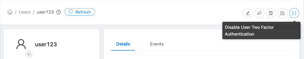Disable 2FA action button