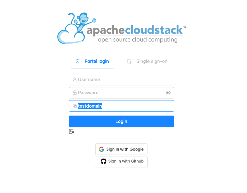 Login page for user under specific domain